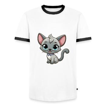 siamois 15 - T-shirt contrasté Homme - blanc/noir - Devant - AI Model Female 172 light (172cm) & AI Model Male 178 dark (178cm)