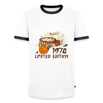 1978 Limited Edition Basketball Anniversary 1978 - Men's Ringer Shirt - white/black - Front - AI Model Female 172 light (172cm) & AI Model Male 178 dark (178cm)