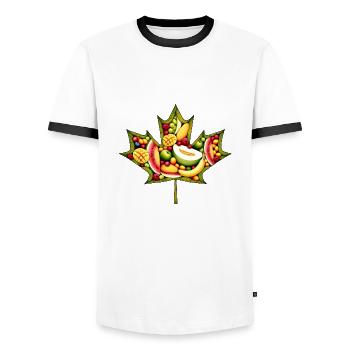 Maple Leaf Canadian Summer Melon Fruity - Men's Ringer Shirt - white/black - Front - AI Model Female 172 light (172cm) & AI Model Male 178 dark (178cm)