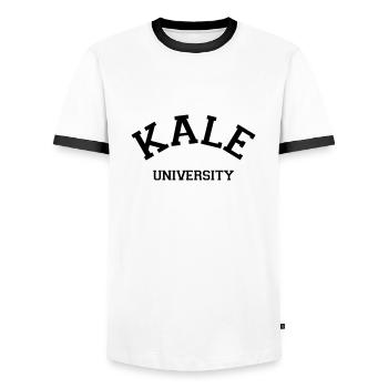 Kale University - T-shirt contrasté Homme - blanc/noir - Devant - AI Model Female 172 light (172cm) & AI Model Male 178 dark (178cm)