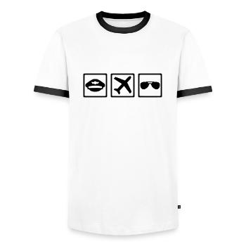 Pilot - Men's Ringer Shirt - white/black - Front - AI Model Female 172 light (172cm) & AI Model Male 178 dark (178cm)