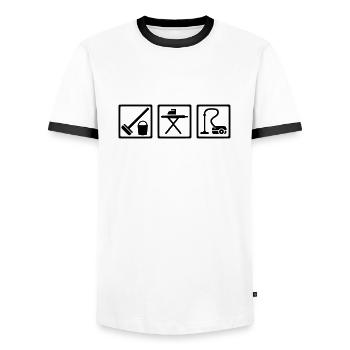 Cleaning - Men's Ringer Shirt - white/black - Front - AI Model Female 172 light (172cm) & AI Model Male 178 dark (178cm)