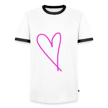 Herz pink rosa Geschenkidee Herzchen Liebe - Männer Kontrast-T-Shirt - Weiß/Schwarz - Vorne - AI Model Female 172 light (172cm) & AI Model Male 178 dark (178cm)