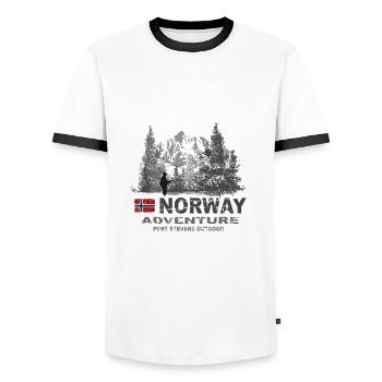 Norway - Norge - Norwegen - Fishing - Angeln - Männer Kontrast-T-Shirt - Weiß/Schwarz - Vorne - AI Model Female 172 light (172cm) & AI Model Male 178 dark (178cm)