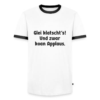Sprüche bayerisch Bayern glei klatscht's Watschn - Männer Kontrast-T-Shirt - Weiß/Schwarz - Vorne - AI Model Female 172 light (172cm) & AI Model Male 178 dark (178cm)