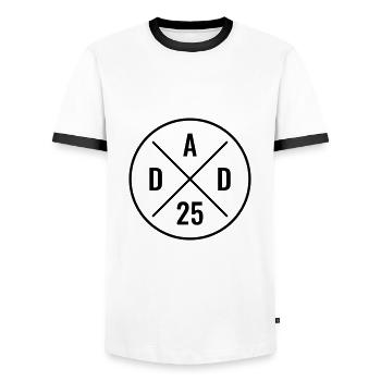 Dad 25 Baby Dad Father's Day Gift Dad 2025 - Men's Ringer Shirt - white/black - Front - AI Model Female 172 light (172cm) & AI Model Male 178 dark (178cm)