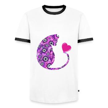 cat with heart e 6 - Men's Ringer Shirt - white/black - Front - AI Model Female 172 light (172cm) & AI Model Male 178 dark (178cm)