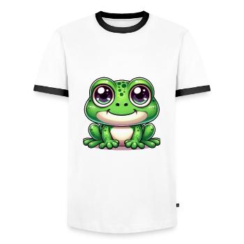 Kröte Karneval Frosch Froschkostüm Fasching Kostüm - Männer Kontrast-T-Shirt - Weiß/Schwarz - Vorne - AI Model Female 172 light (172cm) & AI Model Male 178 dark (178cm)