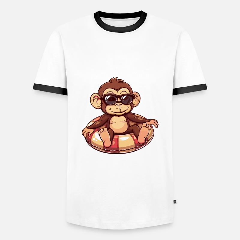Monkey Summer Comic - Men's Ringer Shirt - white/black