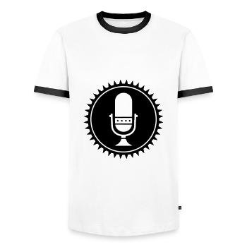 Icône de podcast du microphone - T-shirt contrasté Homme - blanc/noir - Devant - AI Model Female 172 light (172cm) & AI Model Male 178 dark (178cm)