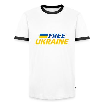 Free ukraine - Men's Ringer Shirt - white/black - Front - AI Model Female 172 light (172cm) & AI Model Male 178 dark (178cm)
