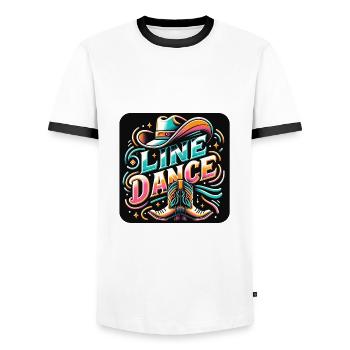 Colorful Line Dance Design - Men's Ringer Shirt - white/black - Front - AI Model Female 172 light (172cm) & AI Model Male 178 dark (178cm)