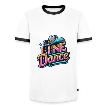 Colorful Line Dance Design - Men's Ringer Shirt - white/black - Front - AI Model Female 172 light (172cm) & AI Model Male 178 dark (178cm)