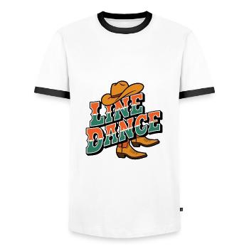 Line Dance Line Dance my hobby - Men's Ringer Shirt - white/black - Front - AI Model Female 172 light (172cm) & AI Model Male 178 dark (178cm)