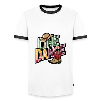 Line Dance Line Dance my hobby - Men's Ringer Shirt - white/black - Front - AI Model Female 172 light (172cm) & AI Model Male 178 dark (178cm)