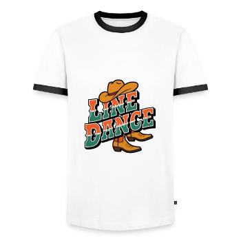 Line Dance Line Dance my hobby - Men's Ringer Shirt - white/black - Front - AI Model Female 172 light (172cm) & AI Model Male 178 dark (178cm)