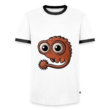 Petit monstre fantastique drôle avec de grands yeux - T-shirt contrasté Homme - blanc/noir - Devant - AI Model Female 172 light (172cm) & AI Model Male 178 dark (178cm)