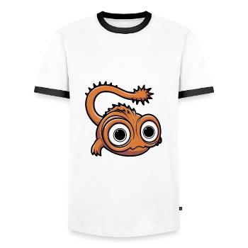 Petit monstre fantastique drôle avec de grands yeux - T-shirt contrasté Homme - blanc/noir - Devant - AI Model Female 172 light (172cm) & AI Model Male 178 dark (178cm)