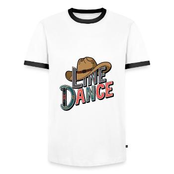 Line dancing my hobby - my passion - my thing - Men's Ringer Shirt - white/black - Front - AI Model Female 172 light (172cm) & AI Model Male 178 dark (178cm)