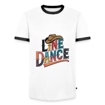 La danse en ligne : mon hobby - ma passion - mon truc - T-shirt contrasté Homme - blanc/noir - Devant - AI Model Female 172 light (172cm) & AI Model Male 178 dark (178cm)