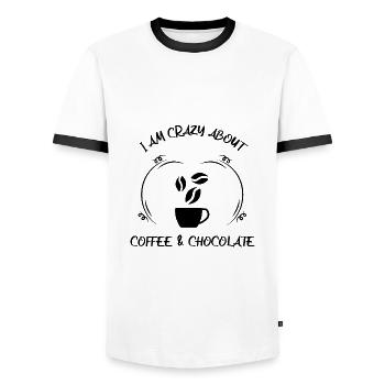 Café, expresso, café et chocolat - T-shirt contrasté Homme - blanc/noir - Devant - AI Model Female 172 light (172cm) & AI Model Male 178 dark (178cm)
