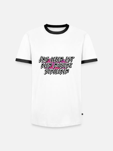 muschi schlecken - Männer Kontrast-T-Shirt - Weiß/Schwarz