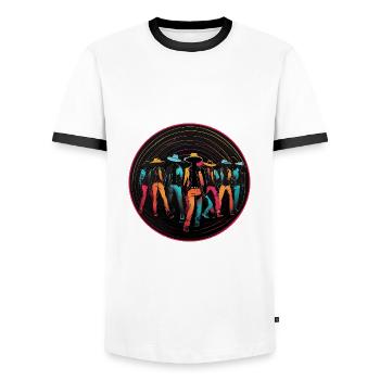 Line dancing my hobby - my passion - my thing - Men's Ringer Shirt - white/black - Front - AI Model Female 172 light (172cm) & AI Model Male 178 dark (178cm)