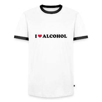 I Love Alcohol - Männer Kontrast-T-Shirt - Weiß/Schwarz - Vorne - AI Model Female 172 light (172cm) & AI Model Male 178 dark (178cm)