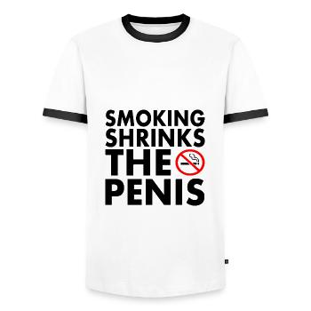 Smoking shrinks the penis - Männer Kontrast-T-Shirt - Weiß/Schwarz - Vorne - AI Model Female 172 light (172cm) & AI Model Male 178 dark (178cm)
