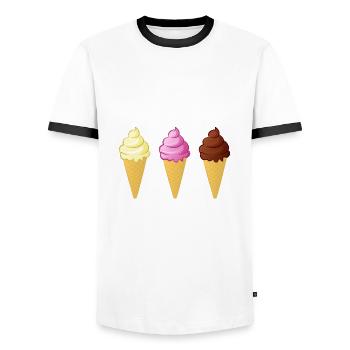 Eis Waffel Kostüme Eiscreme Eiskugel Waffeleis - Männer Kontrast-T-Shirt - Weiß/Schwarz - Vorne - AI Model Female 172 light (172cm) & AI Model Male 178 dark (178cm)