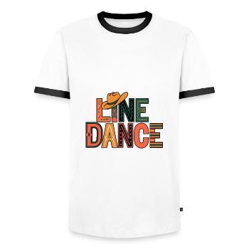 Line dancing my hobby - my passion - my thing - Men's Ringer Shirt - white/black - Front - AI Model Female 172 light (172cm) & AI Model Male 178 dark (178cm)