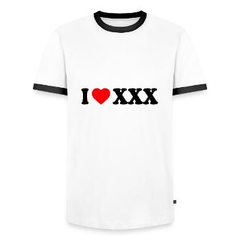I love xxx - Männer Kontrast-T-Shirt - Weiß/Schwarz - Vorne - AI Model Female 172 light (172cm) & AI Model Male 178 dark (178cm)