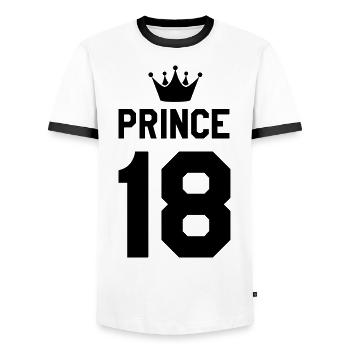 Prince 18 - Männer Kontrast-T-Shirt - Weiß/Schwarz - Vorne - AI Model Female 172 light (172cm) & AI Model Male 178 dark (178cm)