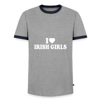 I love irish girls - T-shirt contrasté Homme - gris/marine  - Devant - AI Model Female 172 light (172cm) & AI Model Male 178 light (178cm)