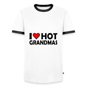 I love hot grannies - Men's Ringer Shirt - white/black - Front - AI Model Female 172 light (172cm) & AI Model Male 178 dark (178cm)