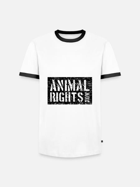 ANIMAL RIGHTS NOW VEGAN - Men's Ringer Shirt - white/black