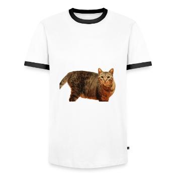 Cat Kitten - Men's Ringer Shirt - white/black - Front - AI Model Female 172 light (172cm) & AI Model Male 178 dark (178cm)