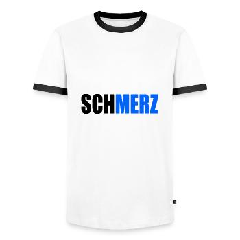 Schmerz no merz - Männer Kontrast-T-Shirt - Weiß/Schwarz - Vorne - AI Model Female 172 light (172cm) & AI Model Male 178 dark (178cm)