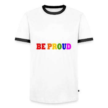 Be proud - Männer Kontrast-T-Shirt - Weiß/Schwarz - Vorne - AI Model Female 172 light (172cm) & AI Model Male 178 dark (178cm)