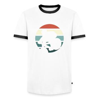 BMX Bike Freestyle Downhill - Men's Ringer Shirt - white/black - Front - AI Model Female 172 light (172cm) & AI Model Male 178 dark (178cm)