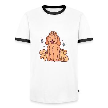 Golden retriever - T-shirt contrasté Homme - blanc/noir - Devant - AI Model Female 172 light (172cm) & AI Model Male 178 dark (178cm)