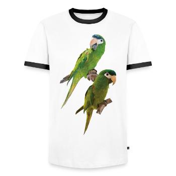 The Noble Macaw - Men's Ringer Shirt - white/black - Front - AI Model Female 172 light (172cm) & AI Model Male 178 dark (178cm)