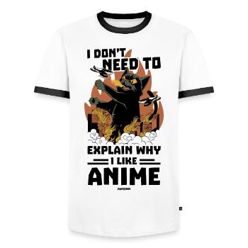 I Love Anime - Männer Kontrast-T-Shirt - Weiß/Schwarz - Vorne - AI Model Female 172 light (172cm) & AI Model Male 178 dark (178cm)