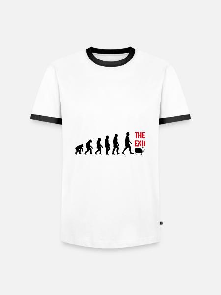 EVOLUTION HUMAN FUNNY FUNNY DARWIN - Men's Ringer Shirt - white/black