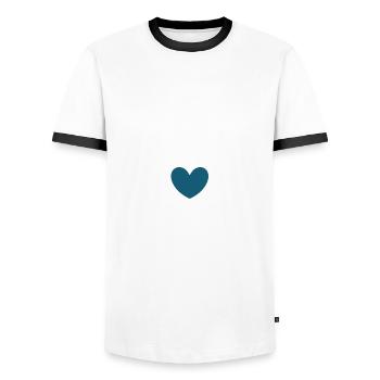 blaues Herz mit Pfeil Valentinstag - Männer Kontrast-T-Shirt - Weiß/Schwarz - Vorne - AI Model Female 172 light (172cm) & AI Model Male 178 dark (178cm)
