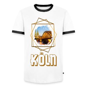 Kölner Dom Allemagne Ville Skyline Patrie - T-shirt contrasté Homme - blanc/noir - Devant - AI Model Female 172 light (172cm) & AI Model Male 178 dark (178cm)
