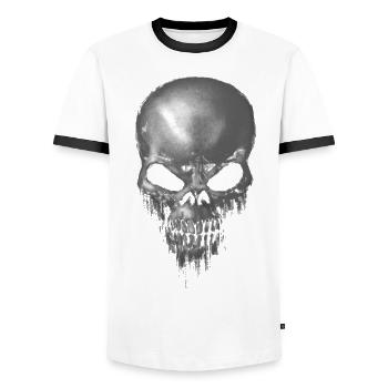 Crâne maléfique, Crâne - T-shirt contrasté Homme - blanc/noir - Devant - AI Model Female 172 light (172cm) & AI Model Male 178 dark (178cm)