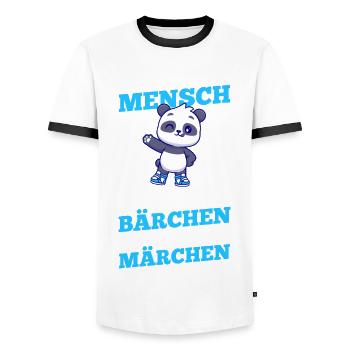 Mi-humain, mi-ours - T-shirt contrasté Homme - blanc/noir - Devant - AI Model Female 172 light (172cm) & AI Model Male 178 dark (178cm)