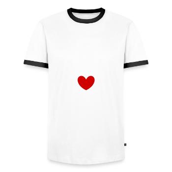 Red Heart - Men's Ringer Shirt - white/black - Front - AI Model Female 172 light (172cm) & AI Model Male 178 dark (178cm)