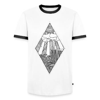 Der Sturm - Männer Kontrast-T-Shirt - Weiß/Schwarz - Vorne - AI Model Female 172 light (172cm) & AI Model Male 178 dark (178cm)